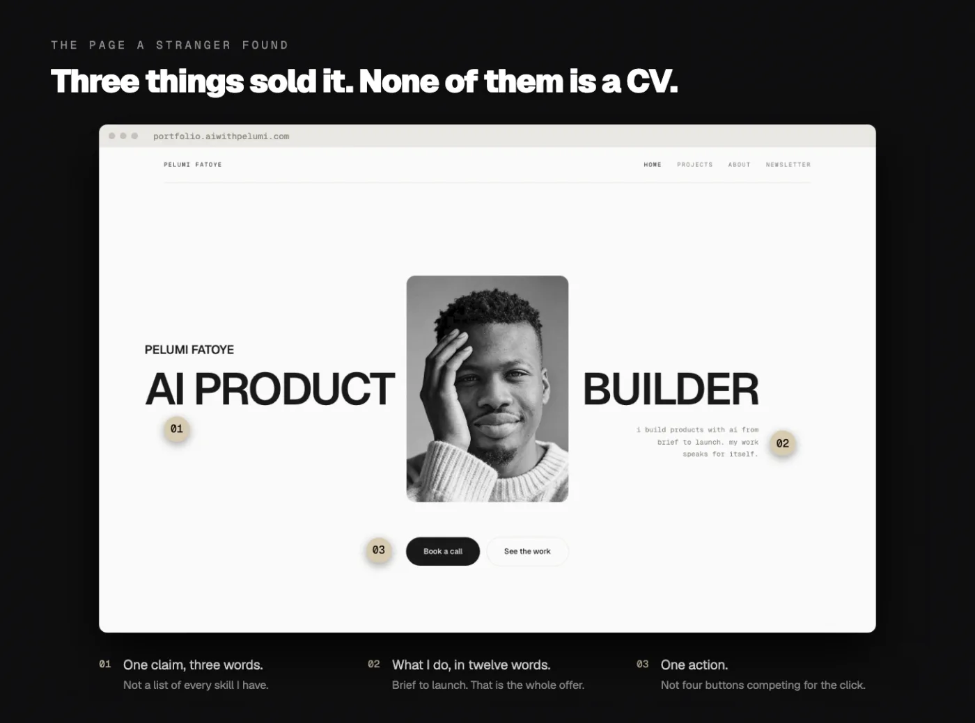 This is the page. Not a case study, not a deck. A live URL a stranger could open.